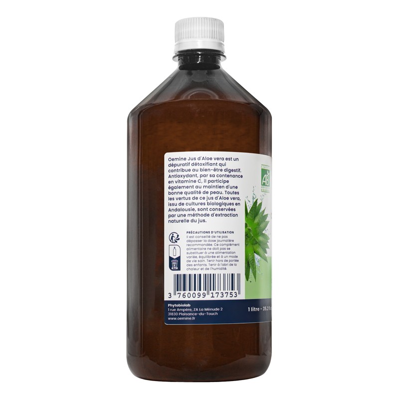 Jus d'Aloe Vera biologique Oemine détox, dépuratif, antioxydant