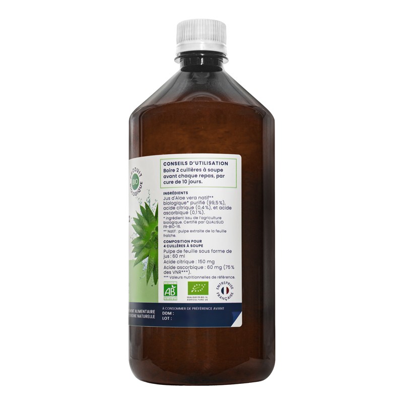 Jus d'Aloe Vera biologique Oemine détox, dépuratif, antioxydant