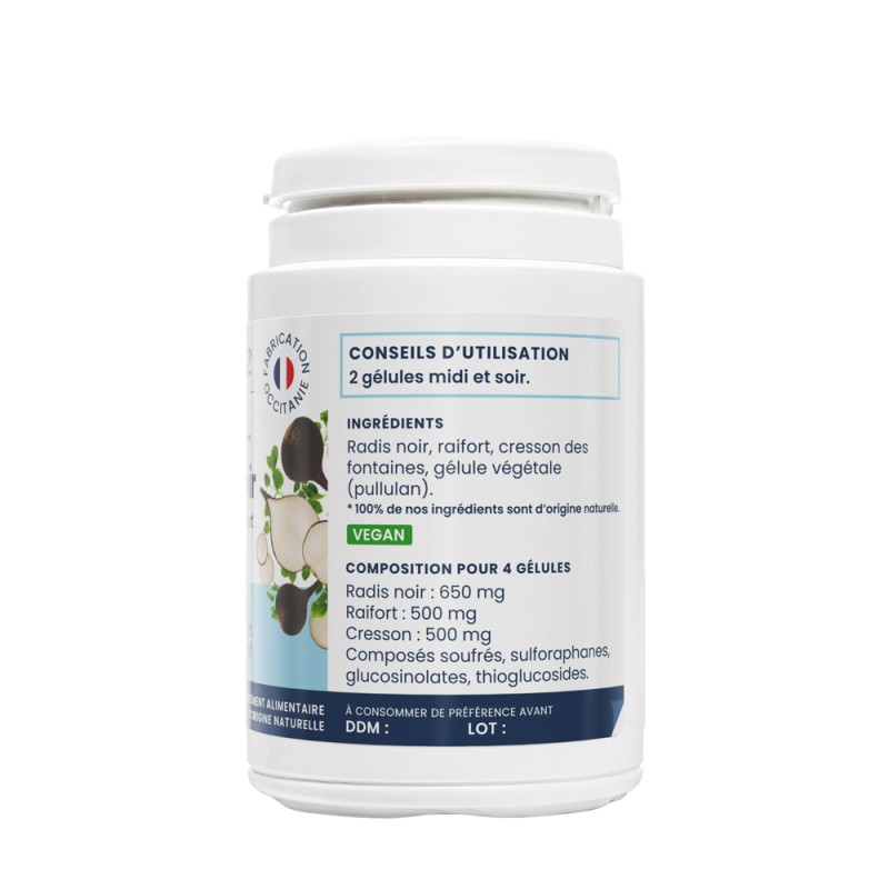 Oemine Soufre Radis Noir sulforaphane, foie, détox, digestion