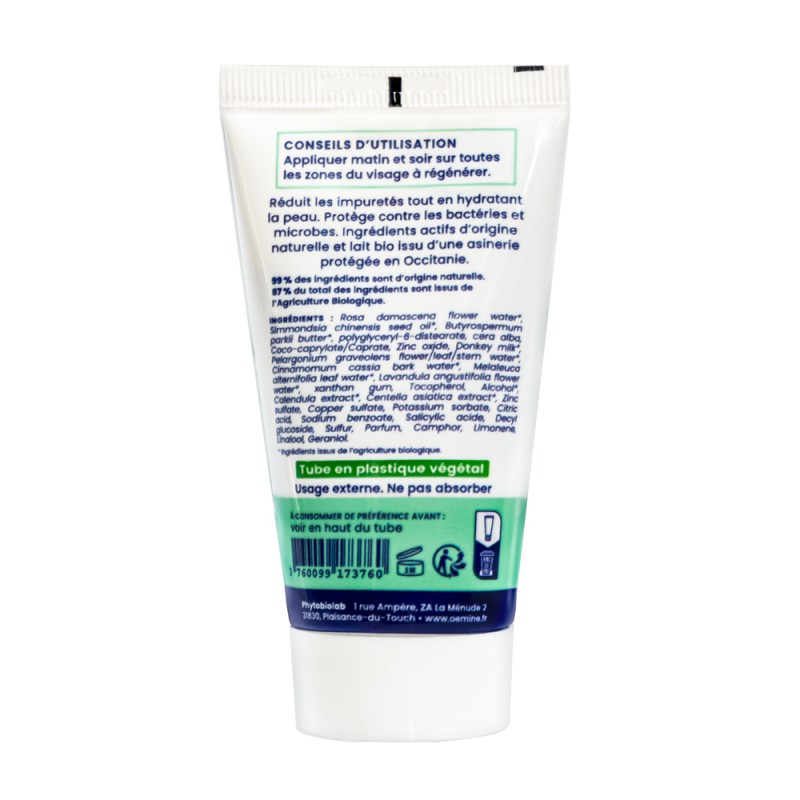 Crème au lait d'anesse Acnezinc oemine anti-imperfections de la peau