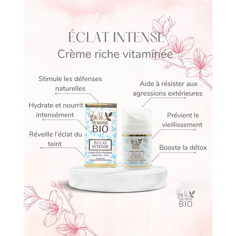 Crème Riche Vitaminée régénérante détox éclat intense Belle Oemine Bio