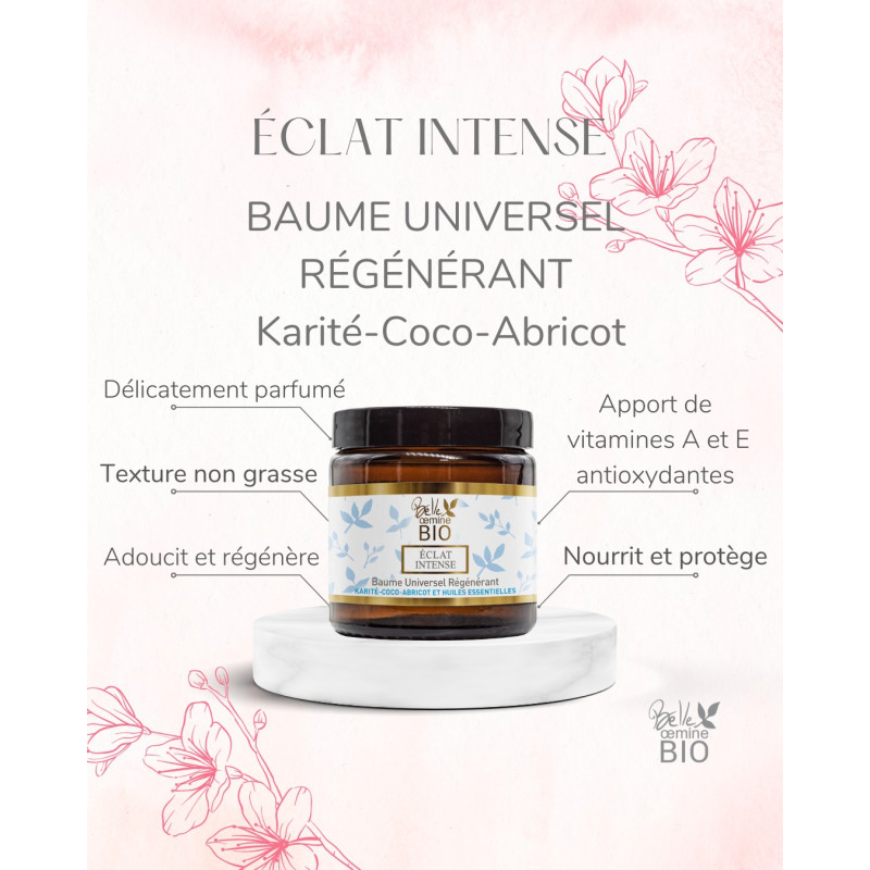 Baume éclat coco karité huile abricot 100% naturel Belle Oemine Bio