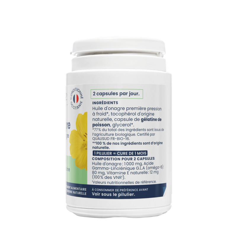 Oemine Bio-Onagre pure huile d'onagre bio oméga-6 pour confort féminin
