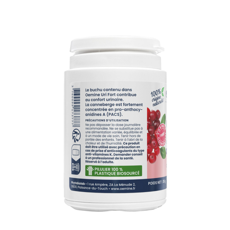 Uri Fort Oemine Canneberge et buchu confort des voies urinaires