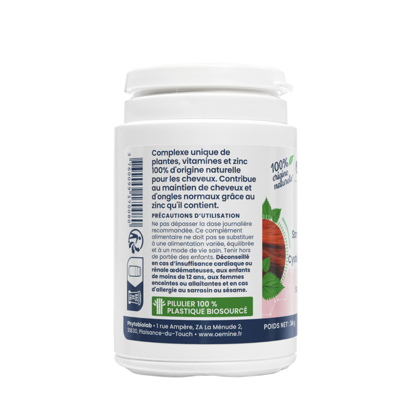 Oemine Cap plantes, minéraux, acides aminés, zinc pour les cheveux