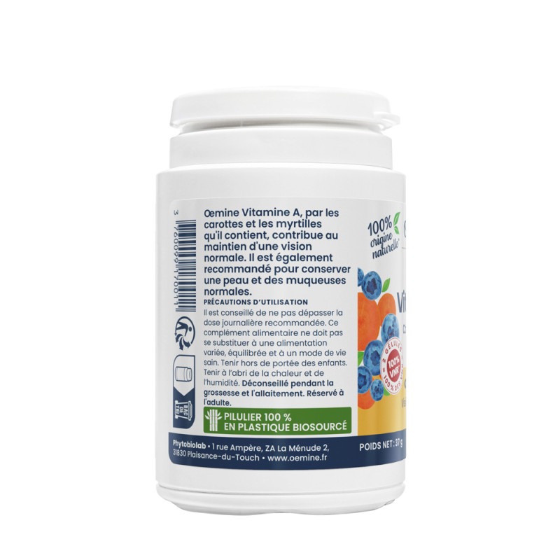 Oemine Vitamine A naturelle pour peau et vision, Carotte Myrtille