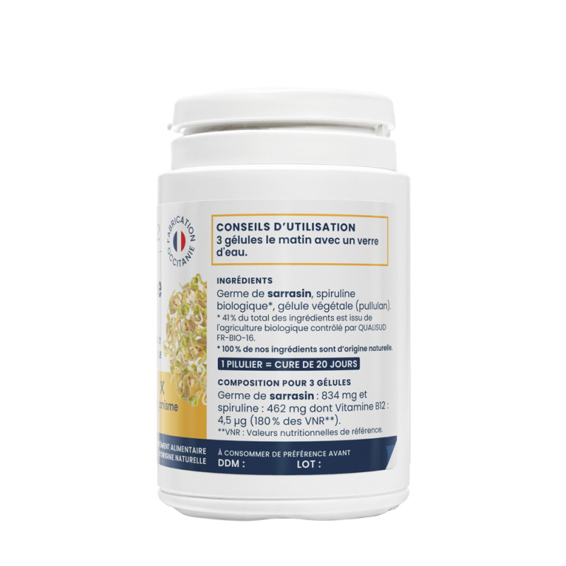 Oemine Vitamine B12 naturelle sans gluten, immunité, moral, métabolisme