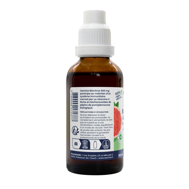 BIOCITRUS 400 pépins de pamplemousse bio système immunitaire Oemine