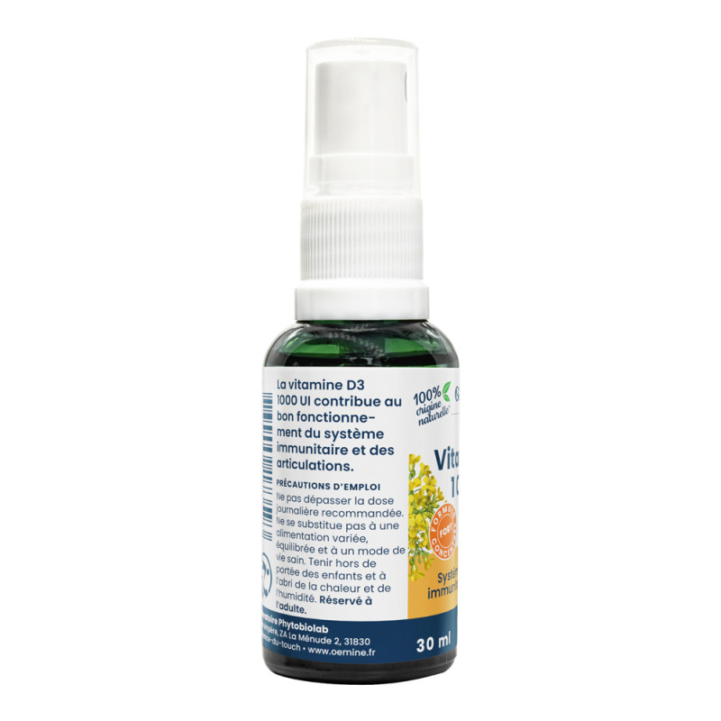 Oemine Vitamine D3 1000 UI concentrée, végétale et naturelle, lichen