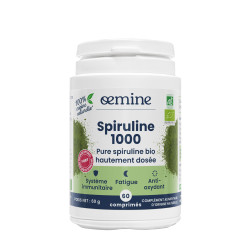 Pure spiruline Oemine riche en protéines, fer, vitamines B et A
