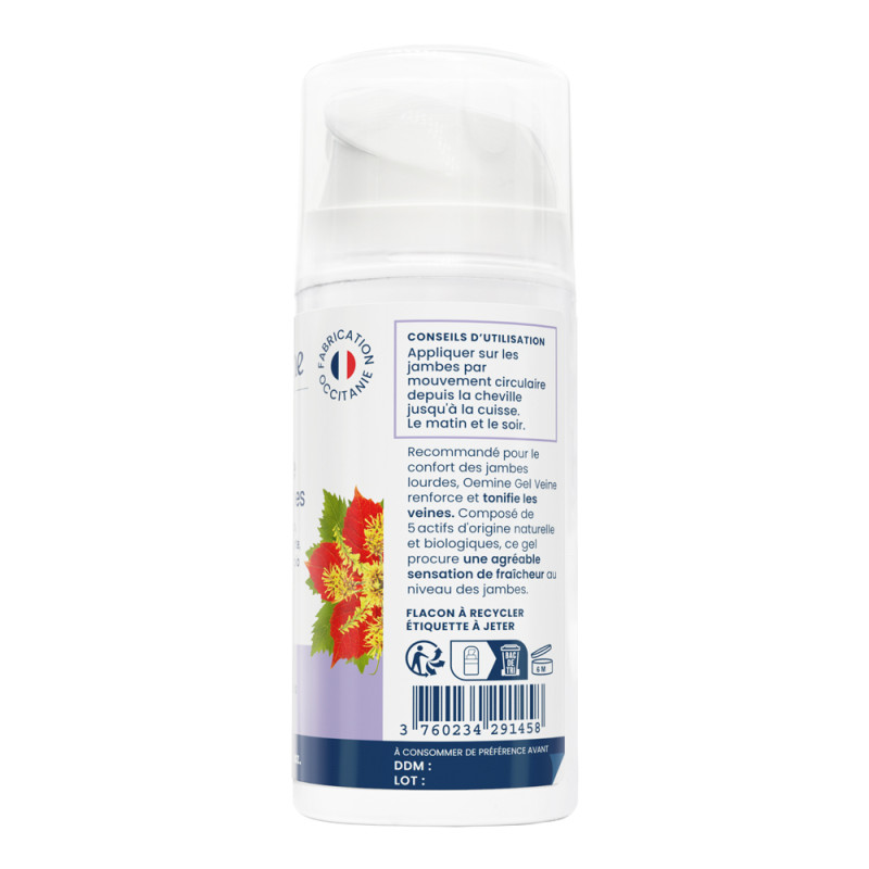 Gel Veine Jambes légères oemine bio aux plantes veinotoniques