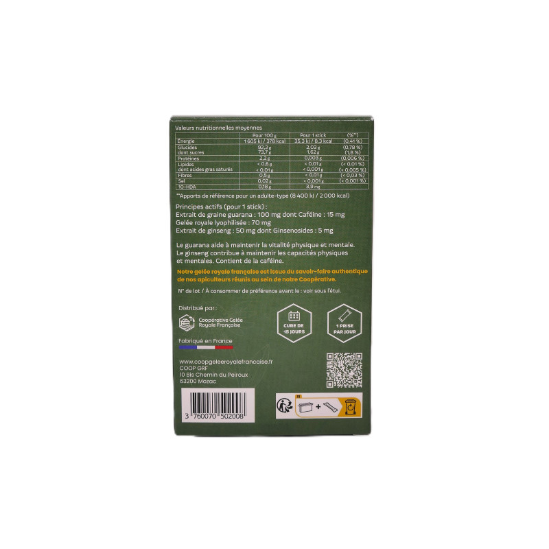 Sticks gelée royale française bio orodispersible – Vitalité