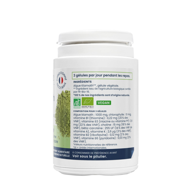 Pure algue Klamath bio Oemine pour muscles, moral, fatigue