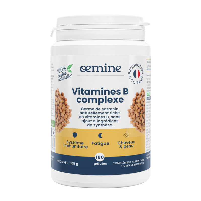 Oemine Complexe de 8 vitamines B naturelles pour fatigue, immunité
