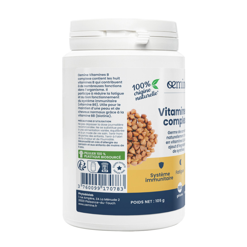 Oemine Complexe de 8 vitamines B naturelles pour fatigue, immunité