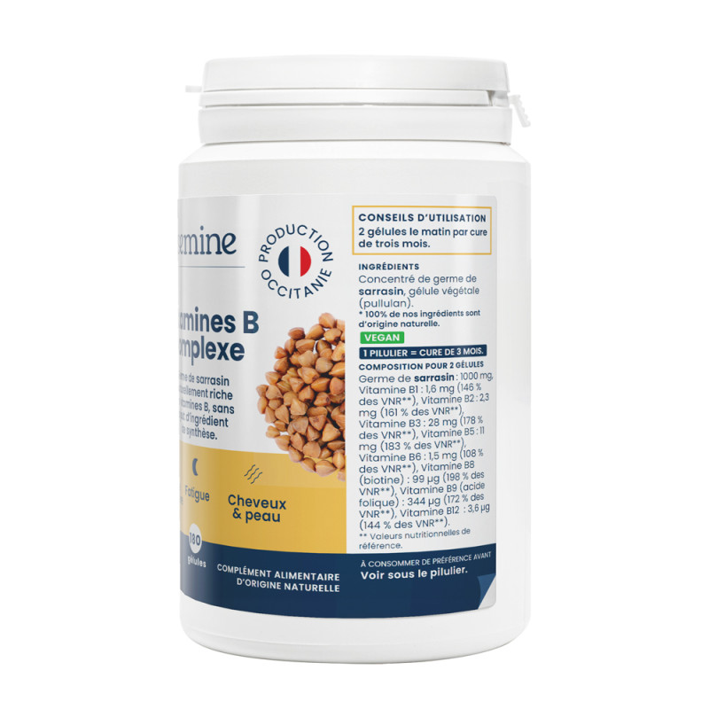 Oemine Complexe de 8 vitamines B naturelles pour fatigue, immunité