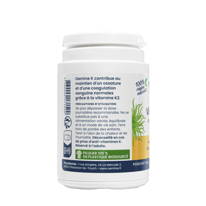 Oemine Vitamine K (K1 et K2)  naturelle pour les os et le sang