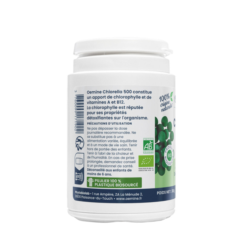 Algue chlorella bio Oemine détox vitamines A et B1