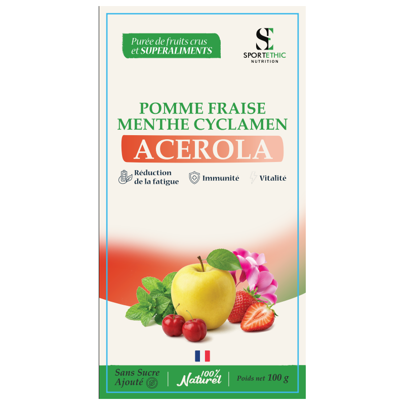 SPORTETHIC PUREE FRUIT ACEROLA VITAMINE C certifié biologique 100 G - Marque SPORTETHIC NUTRITION