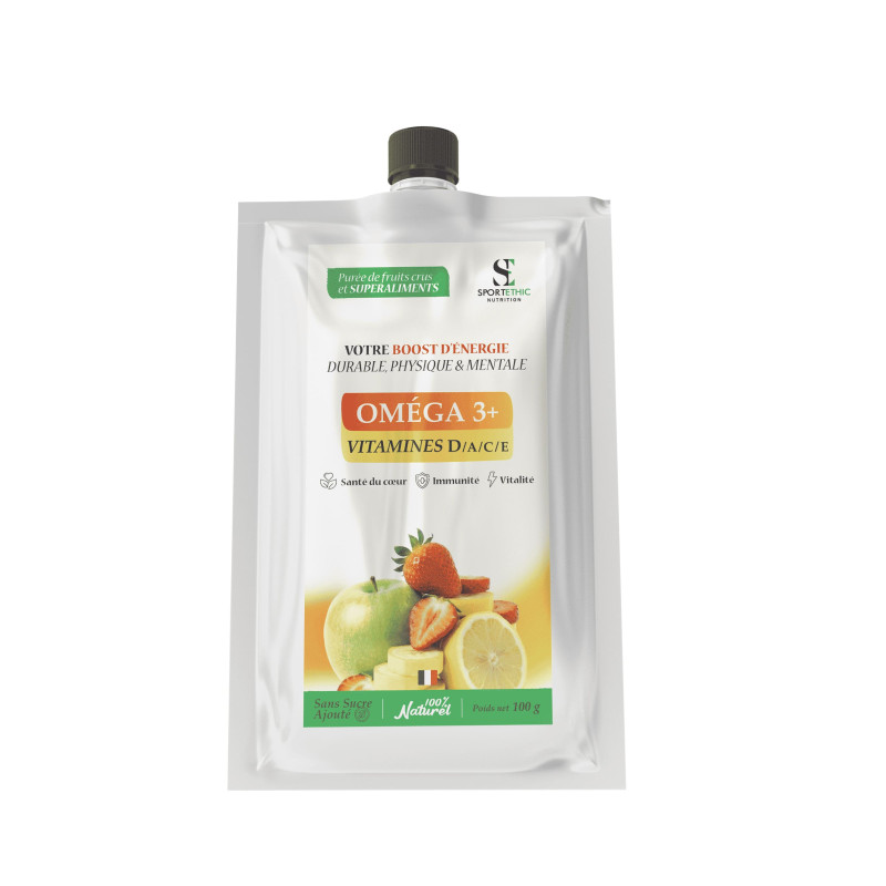 SPORTETHIC PUREE FRUIT BOOST OMEGA 3 -VITAMINES  A -D - E - K  - 100 G - Marque SPORTETHIC NUTRITION