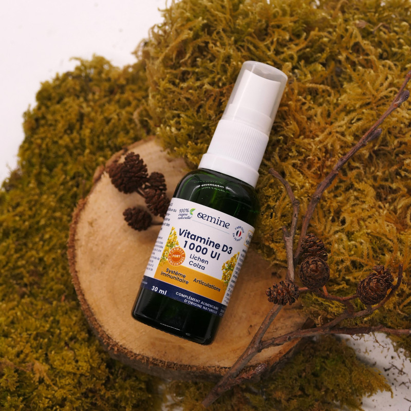 Oemine Vitamine D3 1000 UI concentrée, végétale et naturelle, lichen