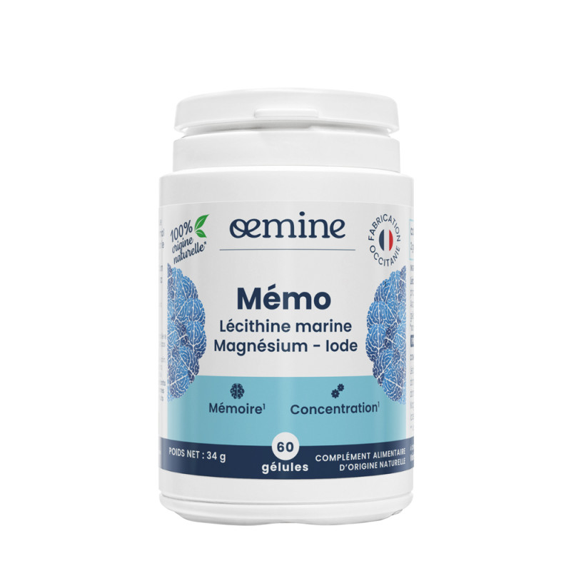 Oemine MEMO, lécithine marine, iode, magnésium pour la mémoire