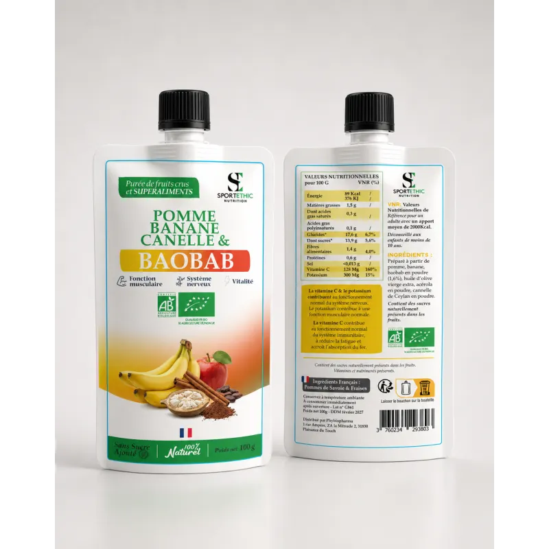 PURÉE FRUIT BAOBAB certifié biologique 100G - Marque Sportéthic Nutrition