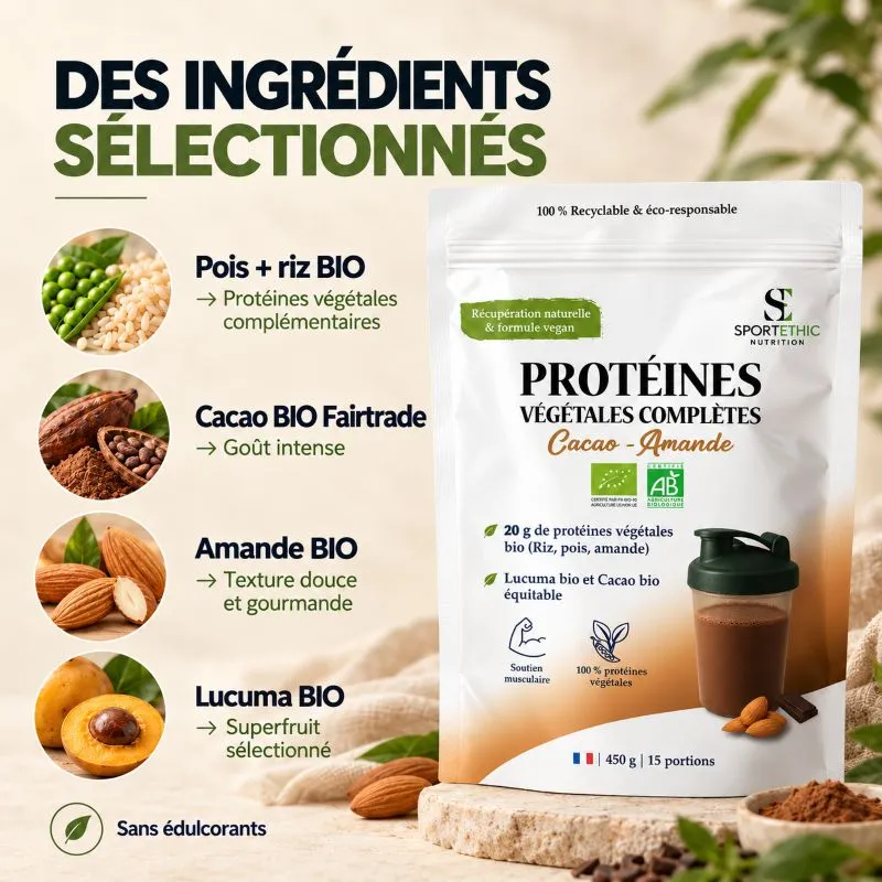 Protéines Végan Cacao Bio - Marque SportEthic Nutrition