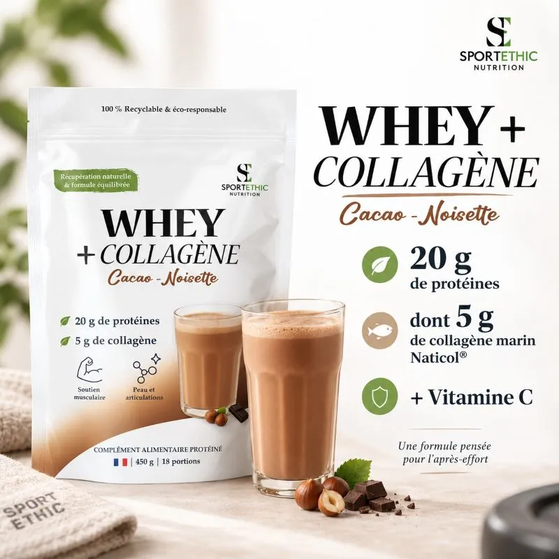 Whey Collagène Cacao - Marque SportEthic Nutrition
