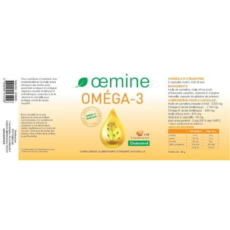 Promotion OEMINE OMEGA 3 végétaux - 60 Capsules
